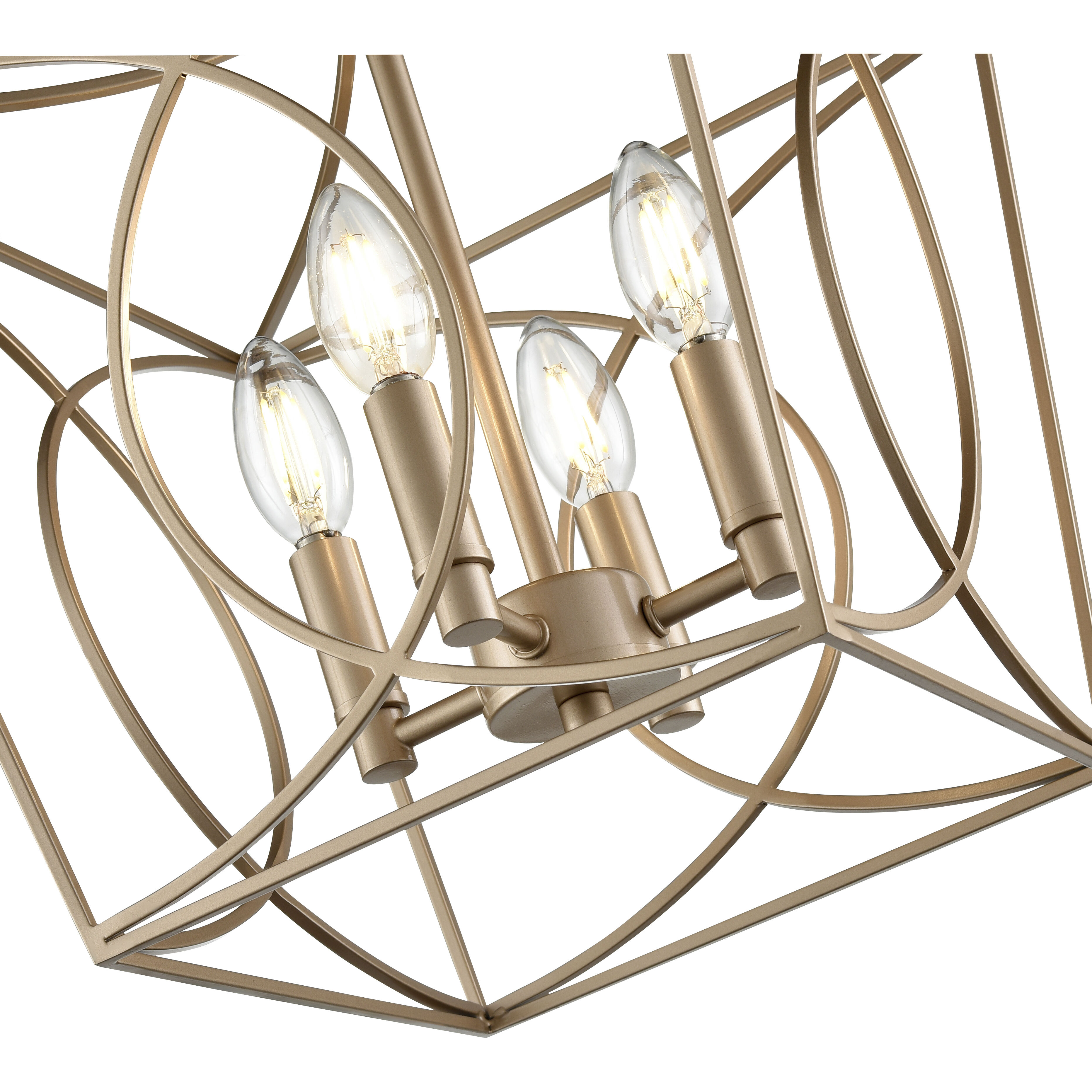 Tracy 4 Light 12 inch Painted Modern Gold Semi-Flush Mount Ceiling Light